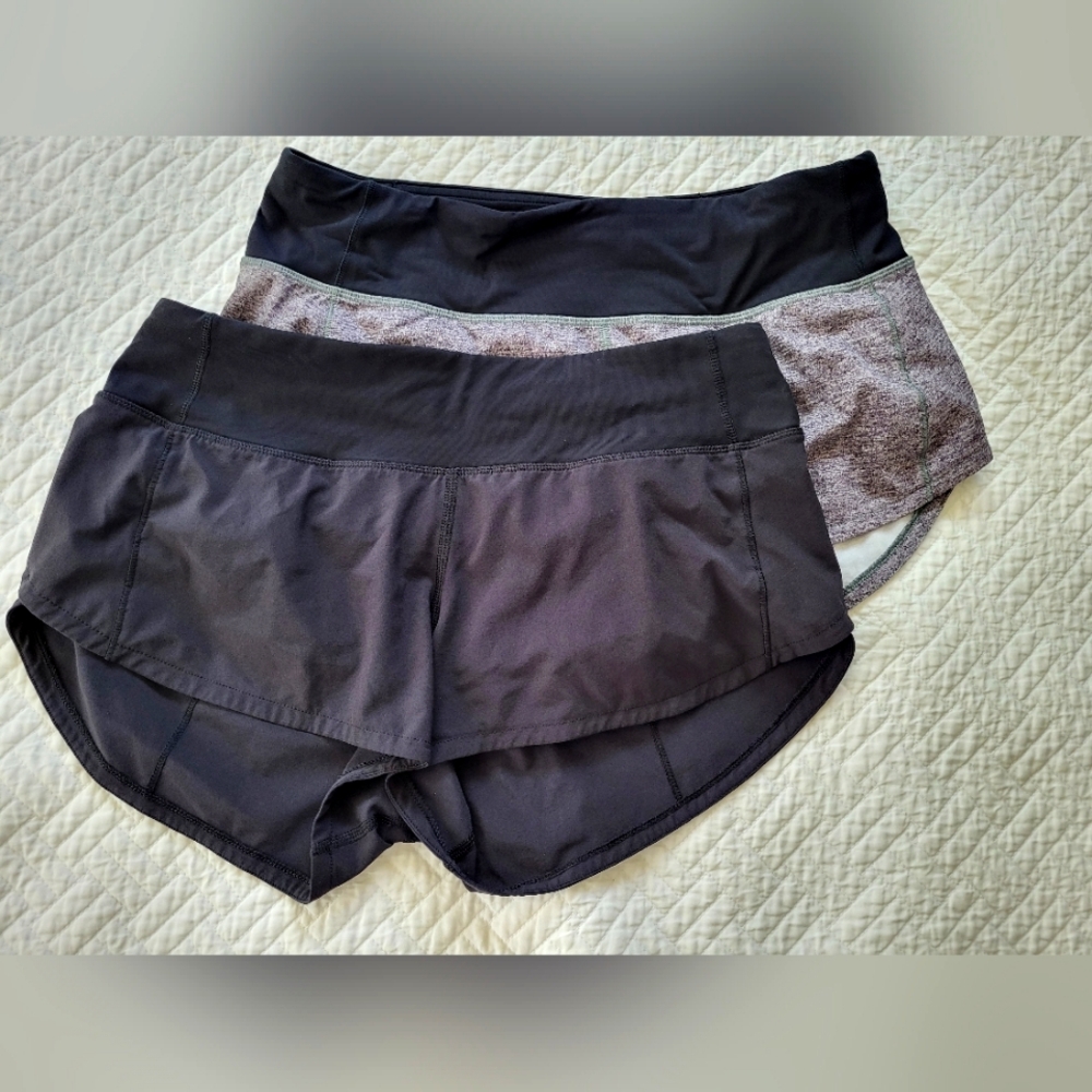 Two Lululemon speed up shorts size 4
